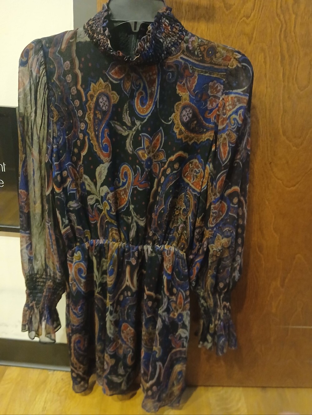 NWOT/ ZARA black semi-sheer paisley mini dress